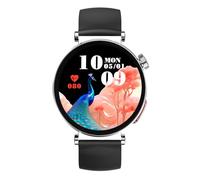 Knauermann Neo 2 (2025) Montre de santé Ronde argentée avec Fonction ECG, Fonction HRV, Bluetooth, apnée du Sommeil, Pression artérielle, Bracelet en Silicone Noir, Durchmesser: 40mm; Dicke: 10,9mm