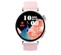 Knauermann Neo 2 (2025) Montre de santé Ronde argentée avec Fonction ECG, Fonction HRV, Bluetooth, apnée du Sommeil, Pression artérielle, Bracelet en Silicone Rose, Durchmesser: 40mm; Dicke: 10,9mm