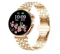 Knauermann Neo 2 (2025) - Montre Intelligente Ronde dorée - Fonction ECG + HRV - BT Bluetooth - Apnée du Sommeil - Pression artérielle - Bracelet à maillons (Acier Inoxydable) + Outils