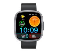 Knauermann Neo 2 Black Square Montre de santé Smartwatch ECG HRV Fonction BT Bluetooth Apnée du Sommeil Pression Artérielle Bracelet Silicone Noir