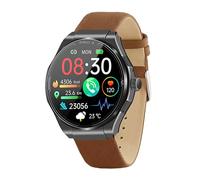 Knauermann Pro 3 (2024) Noir - Montre Santé Smartwatch avec Fonction Téléphone - ECG + HRV et Fonction SOS - Écran AMOLED BT Bluetooth - Apnée du Sommeil - Bracelet en Cuir Véritable Brun 14 -,