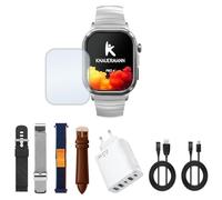 Knauermann Pro 4 (2026) Montre de santé ECG, carrée, argentée, avec Mesure de la Pression artérielle, du pouls et de l'oxygène dans Le Sang, Fonction téléphone, Analyse du Sommeil, IP67, 46 mm