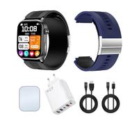 Knauermann Pro 4 Air (2026) Smartwatch et Tracker de Fitness pour Homme et Femme, AMOLED Always-on, IP66, Bluetooth 5.3, Batterie jusqu'à 25 Jours, Android et iOS, Noir, carré, Paquet Premium