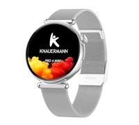 Knauermann Pro 4 Mini (2026) Rond Argent - ECG Montre sanitaire Tension artérielle, pouls et oxygène dans Le Sang, Analyse du Sommeil, téléphonie, IP67, Argent milanais