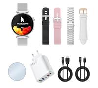 Knauermann Pro 4 Mini (2026) Rond Argent - ECG Montre sanitaire Tension artérielle, pouls et oxygène dans Le Sang, Analyse du Sommeil, téléphonie, IP67, Emballage Premium