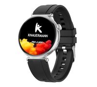 Knauermann Pro 4 Mini (2026) Rond Argent - ECG Montre Santé Pression artérielle, pouls et oxygène dans Le Sang, Analyse du Sommeil, téléphonie, IP67, Silicone Noir