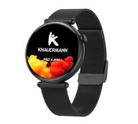 Knauermann Pro 4 Mini (2026) Rond Noir - ECG Montre Santé Pression artérielle, pouls et oxygène dans Le Sang, Analyse du Sommeil, Téléphonie, IP67, Milanese Noir