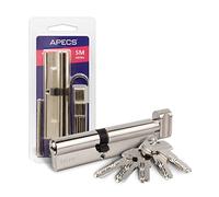 Knauf APECS 2076538031 Cylindre de serrure, avec bouton, 40/45 mm, pour serrure de porte d'entrée, avec 5 clés, modèle SM-85 (40C/45)-C, argent, serrure, cylindre de serrure