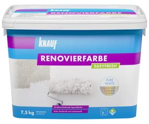 Knauf EASYFRESH Peinture de rénovation à fort pouvoir couvrant - Peinture murale extrêmement couvrante, couleur intérieure conforme aux COV et faible émission, blanc neige, 7,5 kg