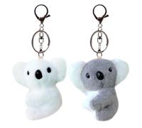 KNBMCAV 2 Pcs Porte-Clés Koala 12 cm Koala Porte-Clés Animal en Peluche Koala pour Enfants Filles Cadeaux Bourse Sac À Main Porte-Clés (Gris+Blanc)