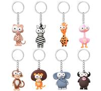 KNBMCAV 8 pièces Porte-clés Enfants Porte clé Cartoon Anime Silicone Porte-clés Animaux Cartoon 3D Porte-clés Voiture Cadeau Porte-clés
