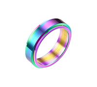 KnBoB Bague Couple Femme Homme Titane 6MM Anneau Tournante Simple Multicolore Bijoux Bague Rotative Taille 70