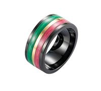 KnBoB Bague de Fiançailles Simple 10MM Émail Rouge Vert Alliance Homme en Acier Inoxydable Taille 57