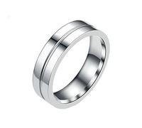 KnBoB Bague Homme Mariage 6MM Poli Simple Argent Anneau Bague en Acier Inoxydable Taille 49
