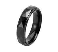 KnBoB Bague pour Homme Tungstène 6MM Géométrique Noir Alliance Simple Taille 67
