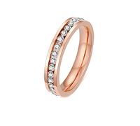 Knbob Dainty Anneaux pour les femmes en acier inoxydable, Personnalisez la bague pour les femmes Taille 5-10 4 mm Eternité avec zircone blanche