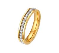 Knbob Dainty Anneaux pour les femmes en acier inoxydable, Personnalisez la bague pour les femmes Taille 5-10 4 mm Eternité avec zircone blanche