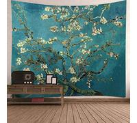 KnBoB Tapisserie Murale Tissu Polyester Non Déformé Drap Mural Thème Plante Fleur de Prunier Tapisserie Chambre 200x200CM