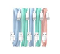 Kndaa Câble pour iPhone[5 Paquets, 1M/2M/2M/3M/3M] Câble USB A avec Lighting Fil Tressé en Nylon Câble de Charge Rapide pour iPhone 14/13/12/11/Pro Max/Mini/XS/SE/Pad - Rose/Bleu/Vert/Bleu/Vert