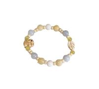 KNDSSMY Bracelet Bohème Fait Main en Perles de Céramique pour Femme, Extensible et Réglable, Perles Bleu-Vert, avec Breloque Éléphant, Cadeau D'Amitié, Anniversaire, Jaune