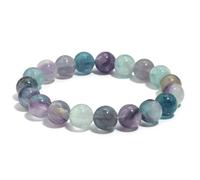 KNDSSMY Bracelet de Perles en Cristal Naturel Coloré, Bracelet Extensible en Fluorite Transparente Verte et Violette de 10mm, de Yoga Fait Main, Cadeau pour Femmes et Filles, Anniversaire, Saint-V