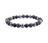 KNDSSMY Bracelet de Perles en Pierre Naturelle Fait Main, Ajustable et Extensible, pour Homme, Perles en Obsidienne et Hématite de Lave de 6mm, Cadeau pour Amoureux et Amis.