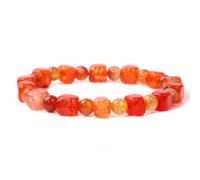 KNDSSMY Bracelet de Perles en Pierre Naturelle Fait Main, Bracelet Extensible Réglable Unisexe 6mm Perles D'Agate Rouge Orange Mode Couple Cadeau Amitié Anniversaire 6mm