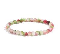KNDSSMY Bracelet de Perles Extensible en Pierre Naturelle Fait Main Unisexe, Bracelet en Tourmaline Pastèque Rouge Vert Double Perles de 6/8/10 Couleurs Élégant et Simple 6mm