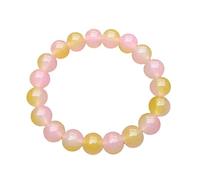 KNDSSMY Bracelet en Perles de Pierre Naturelle Fait Main pour Filles, Réglable, Bicolore Jaune et Rose, Extensible, Tendance, Idéal pour Le Yoga, L'Amitié, 8mm