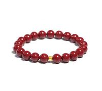 KNDSSMY Bracelet Extensible en Perles de Cinabre Rouge 8mm, Fait Main, en Pierre Naturelle, pour Femme et Fille. Bracelet Tendance pour Fêtes.