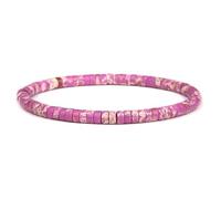 KNDSSMY Bracelet Extensible en Perles de Pierre Naturelle Fait Main pour Femme, 2 X 4mm, Pierre Impériale Rose Foncé, Réglable, Idéal pour Le Yoga, Idéal Comme Cadeau D'Amitié, Élégant et Charmant, 2