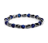 KNDSSMY Bracelet Extensible en Perles de Pierre Naturelle Fait Main pour Homme, Réglable, Œil de Tigre Bleu, Hématite Noire, Bracelet de Yoga, Perles de 6mm, de Fête Tendance