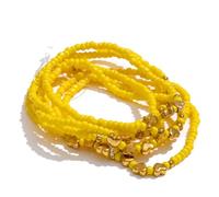 KNDSSMY Bracelet Extensible en Perles de Pierre Naturelle pour Femme, Petites Perles Jaunes, Ajustable, Idéal pour La Plage, L'Été, L'Anniversaire Ou La Saint-Valentin.