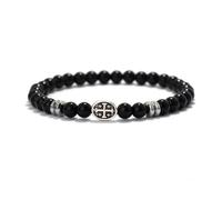 KNDSSMY Bracelet Extensible en Perles de Pierre Naturelle pour Homme, 6mm, en Obsidienne Noire, Ajustable, Style Yoga, Fait Main, Style Vintage, pour Homme et Garçon, À Porter Au Quotidien.