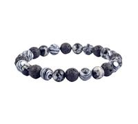KNDSSMY Bracelet Extensible en Perles de Pierre Naturelle pour Homme, Réglable, 8mm, Motif Zèbre Noir et Blanc et Pierre de Lave, Idéal pour Le Yoga, Noël, un Anniversaire ou La Saint-Valentin.