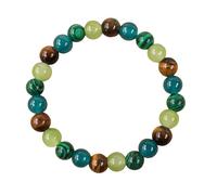 KNDSSMY Bracelet Extensible en Pierre Naturelle pour Femme, Œil de Tigre Bleu-Vert, Perles de Malachite Zébrées Faites Main de 8mm, Bracelet Bohème Élégant et Charmant.