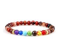 KNDSSMY Bracelet Extensible Unisexe en Pierre Naturelle Fait Main pour Couple, Perles D'Agate Bordeaux de 6mm, Bracelet de Yoga des 7 Chakras, Élégant et Charmant.