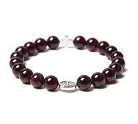 KNDSSMY Bracelet Extensible Unisexe en Pierre Naturelle Tendance, 8mm, Grenat Rouge Foncé, Réglable, avec Breloque en Croix, Fait Main, pour Couple