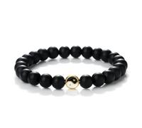KNDSSMY Bracelet Tendance pour Couple en Pierre Naturelle 8mm, Fait Main, Extensible, Perles Noires Mates, avec Breloque Tai Chi, pour La Saint-Valentin, Un Anniversaire Ou Noël, Doré, 8mm