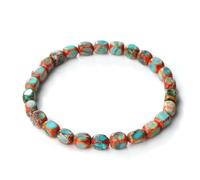 KNDSSMY Bracelet Unisexe en Perles de Pierre Naturelle Fait Main, 5 mm, Carré, Orange, Bleu, Orchidée, Pierre Empereur, Élastique, Bracelet pour Couple, pour Femmes et Hommes, 5 mm