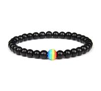 KNDSSMY Bracelet Unisexe en Perles de Pierre Naturelle Fait Main, Extensible et Réglable, en Obsidienne Noire de 6mm, Idéal pour un Couple, un Anniversaire ou Une Amitié.