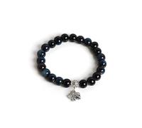 KNDSSMY Bracelet Unisexe en Perles de Pierre Naturelle Fait Main, Réglable 8/10 mm, Extensible, avec Breloque Éléphant, Bracelet Tendance pour Fête, Bleu 10 mm