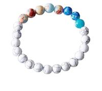 KNDSSMY Bracelet Unisexe Extensible en Perles de Pierre Naturelle Fait Main, Réglable, 8mm, Turquoise Blanche, Pierre D'Amazonie, Bracelet Tendance pour Couple, de Fête, 8mm