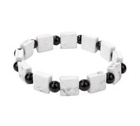 KNDSSMY Bracelet Unisexe Extensible en Pierre Naturelle Fait Main, 10mm, Carré, Turquoise Blanche, Réglable, pour Couple, Convient Aux Hommes et Aux Femmes, À Porter Au Quotidien.