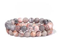 KNDSSMY Lot de 2 Bracelets Extensibles en Pierres Naturelles pour Femmes, Faits Main, 8mm, Zèbre Rose et Jaspe Picasso Rouge, Cadeau pour Femmes et Filles, Saint-Valentin, Anniversaire, 8mm
