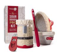 KneadAce Kit de démarrage au levain, pot de levain de 963,9 g, 2 paniers à pain en corde de coton, lame à pain pour marquer, cadeau pour les boulangers, fournitures de cuisson du pain au levain
