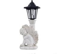 Knee Angel Lampe solaire d'extérieur sur base de colonne romaine décorative pour cour, jardin, terrasse, éclairage d'ambiance et esthétique (angle du genou gauche)