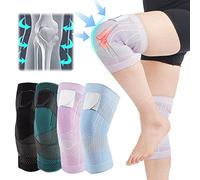 Knee Compression Sleeve - Best Knee Brace, Knee Flex-Wrap, 3D High Elastic Clickrain Knee Brace Support Compression Sleeve with Adjustable Pressurized Bandage for Men Women (Fantasy Purple,Large)