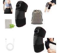 Knee Heating Pad, Electric Cordless Heated Knee Wrap, 3-in-1 Massager for Knee Shoulder Elbow, Gifts for Grandma and Grandpa, for Home or Office Use, Free storage bag and mugwort bag (2 pcs,Black)