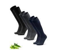 Knee-High Bamboo Dress Socks, 3 Pack (Multicolour (1x Black, 1x Grey, 1x Navy), 35-38)